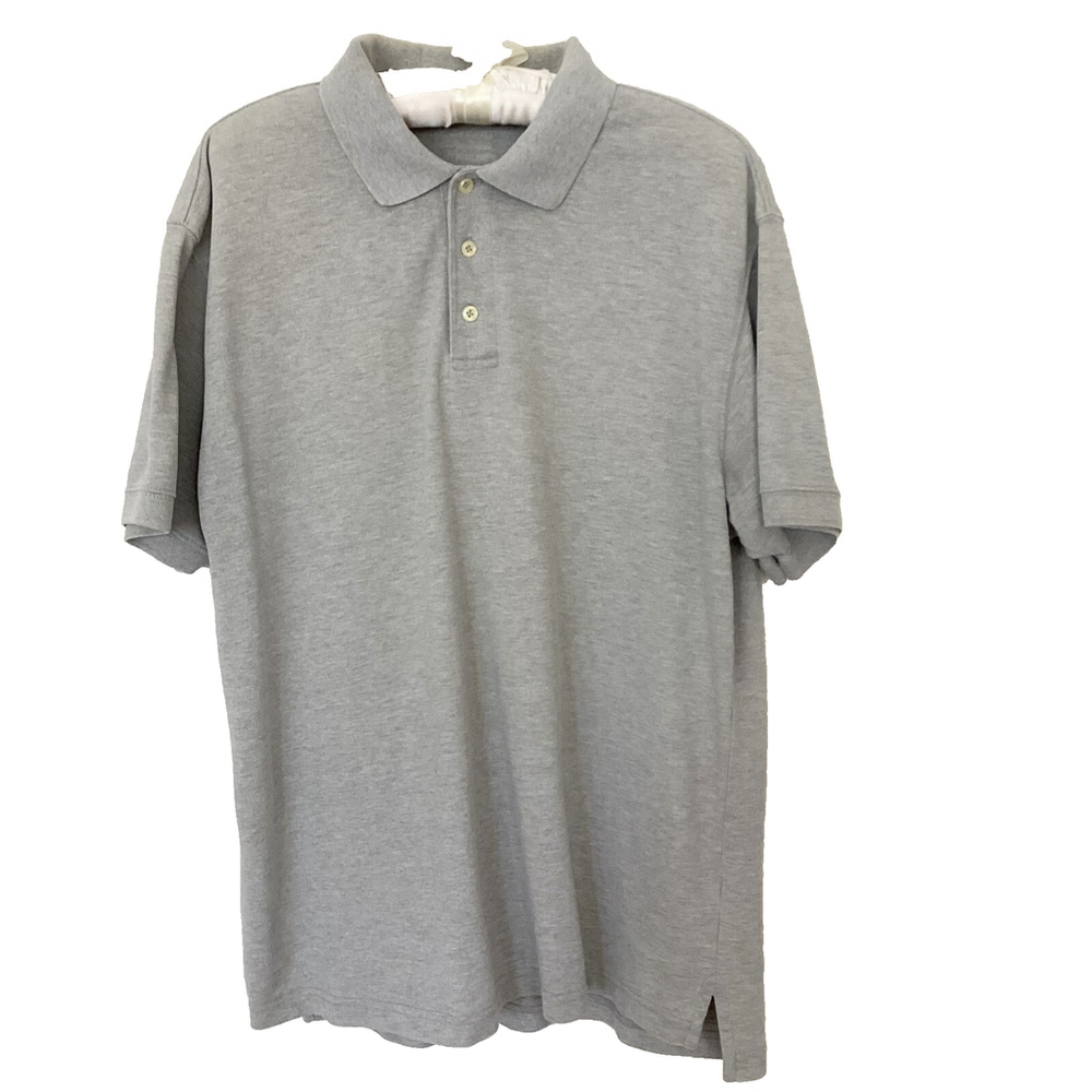 Branded Men's Light Gray Polo Golf Shirt Short Sleeves Size Large